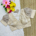 Beige Glamorous Ruffled Metallic Blouse