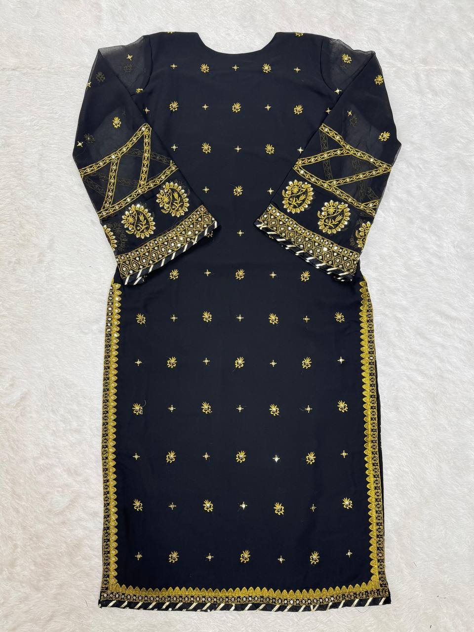Black Elegant Embroidered Georgette Suit Set