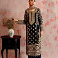 Black Elegant Faux Georgette Thread & Sequin Embroidered Suit Set