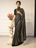 Black Elegant Georgette Sequin Work Saree with Banglori Satin Blouse