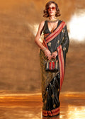 Black Elegant Satin Silk Saree – Luxurious Drape for Every Occasion