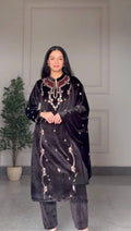Black Elegant Velvet Ensemble – Luxe Thread & Sequin Work
