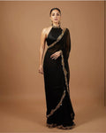Black Hot Georgette Saree – Bold & Elegant