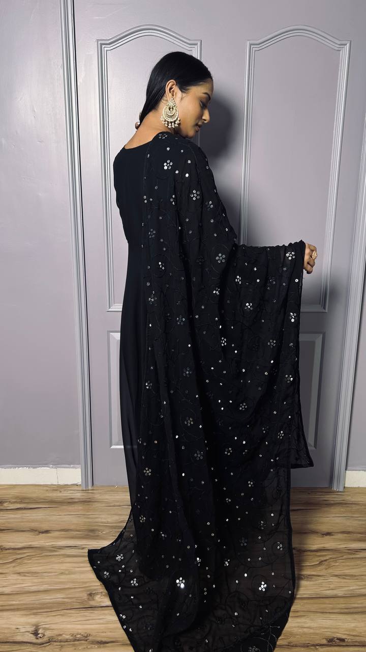 Black Midnight Elegance Georgette Suit