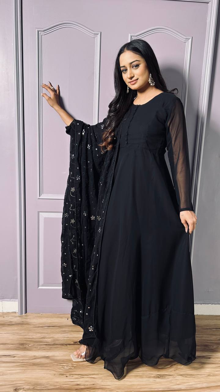 Black Midnight Elegance Georgette Suit