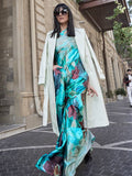 Blue Digital Print Saree in Satin Silk Blend – Party & Wedding Wear