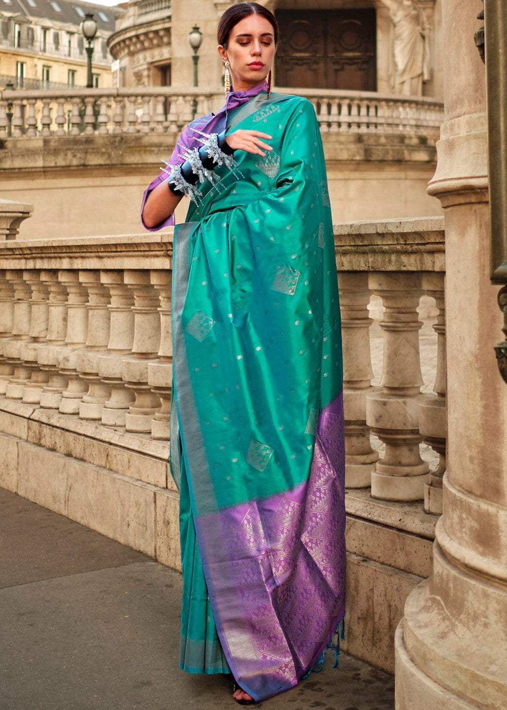 Blue Elegant & Art Silk South Style Saree with Weaving Work – Traditional Wear