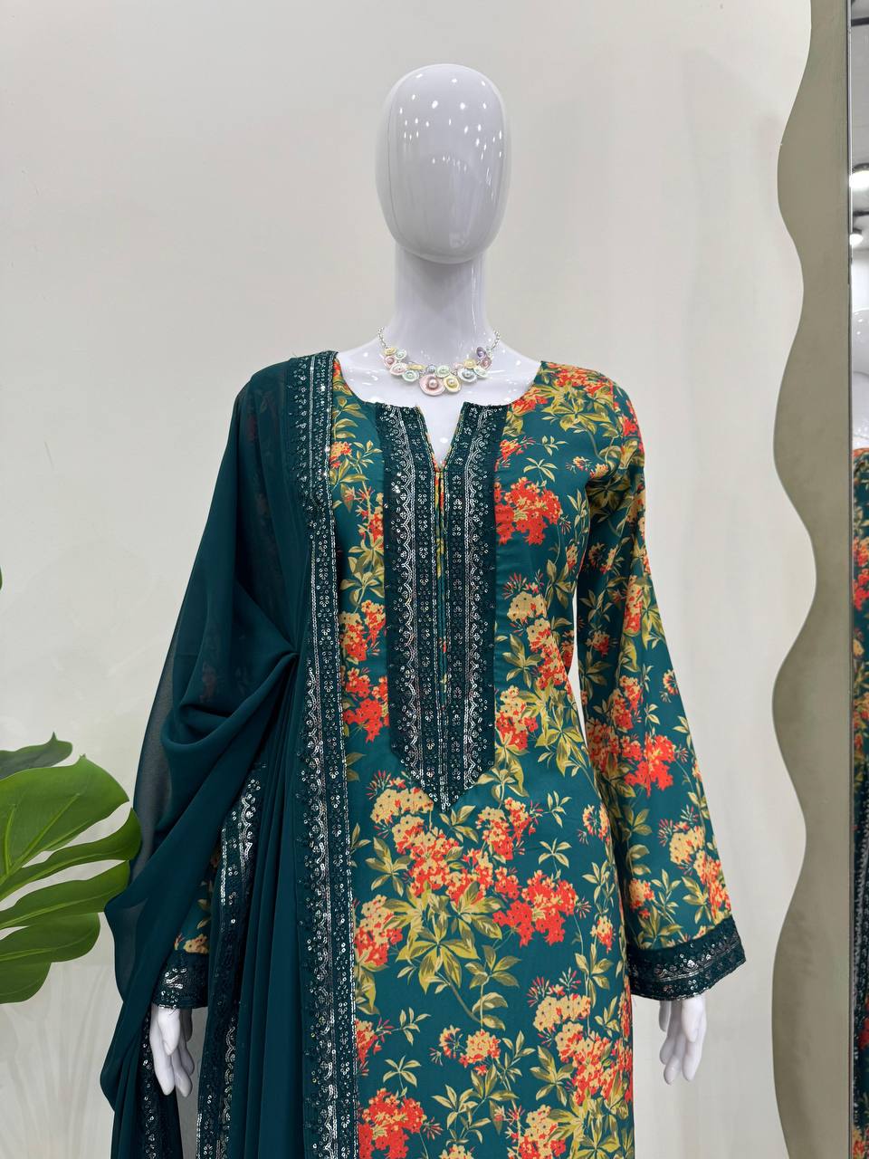 Blue Elegant French Silk Ensemble