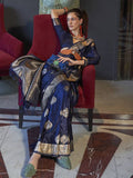 Blue Elegant Kanjivaram Silk Blend Saree with Unstitched Blouse Piece