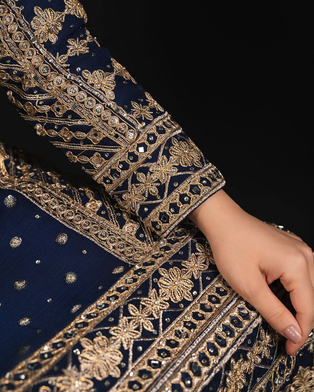 Blue Elegant Thread & Sequin Embroidered Georgette Suit Set
