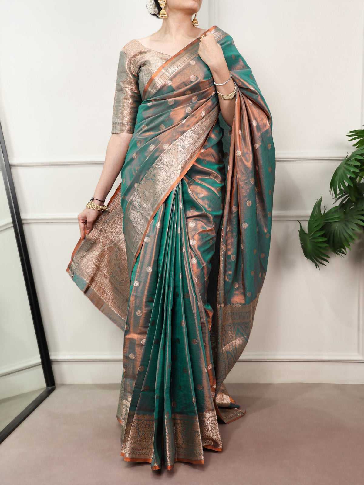 Bottle Green Traditional Kasavu Saree