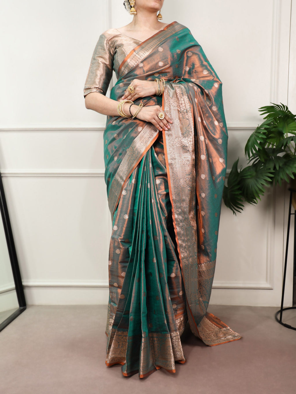 Bottle Green Traditional Kasavu Saree
