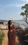Brown Designer Printed Saree
