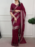 Burgundy Mysore Zari Weaving Saree