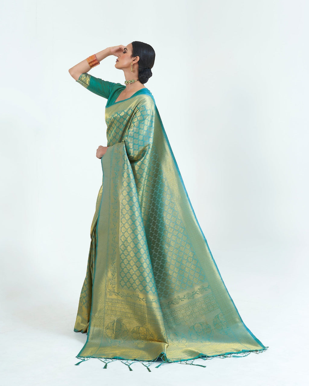 Persian Green Woven Kanjivaram Silk Saree : Limited Edition