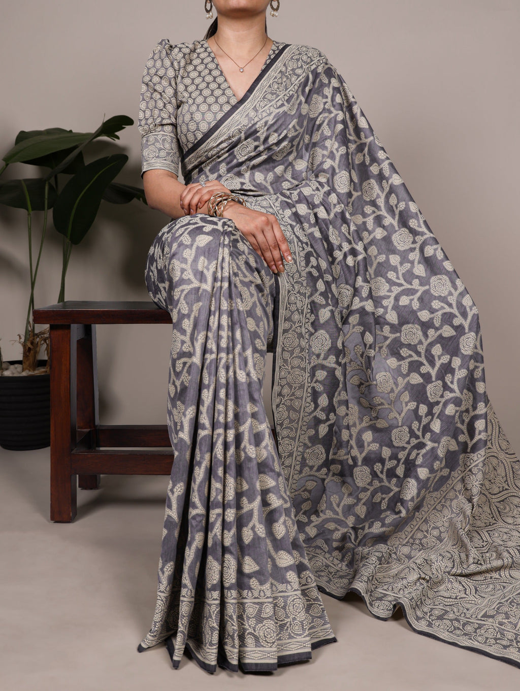 Cotton Silk Saree with Flower Print