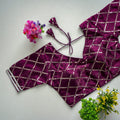 Dark Purple Metalic Blouse with Exquisite Sequence Embroidery