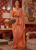 Dusty Orange Graceful Kanjivaram Silk Blend Saree – Woven Design