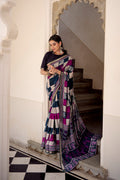 Elegant Chanderi Printed Saree with Temple Border & Matching Blouse