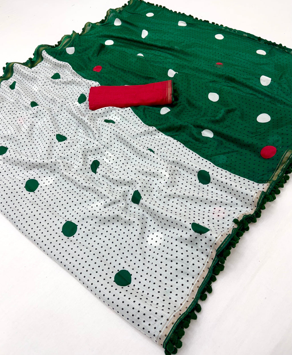 Emerald Breeze Green Mul Cotton Saree