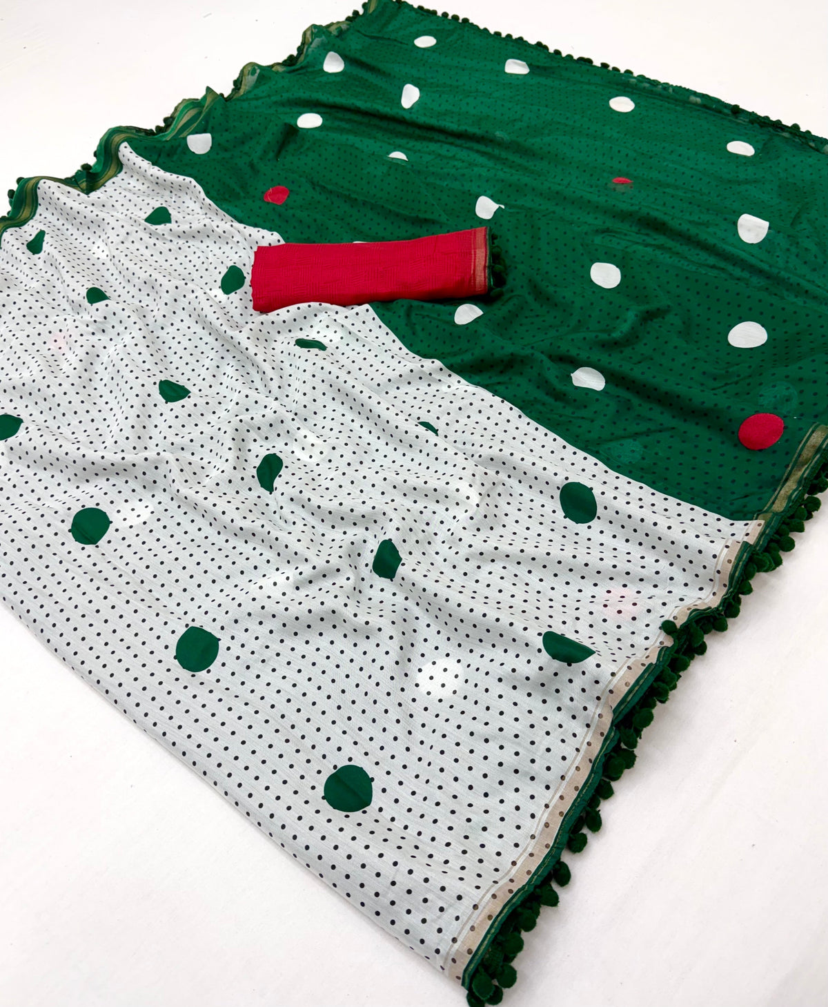 Emerald Breeze Green Mul Cotton Saree