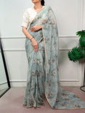 Floral Print Kota Doria Saree