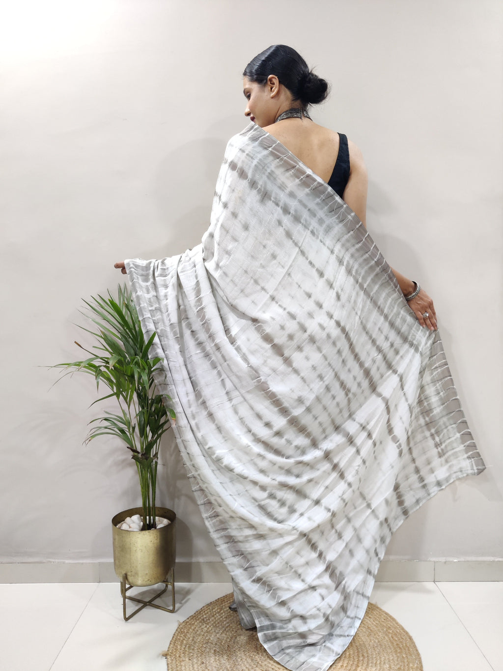 Heavy Chinon Prism Dyed Woven Ready-to-Wear Saree with Blouse