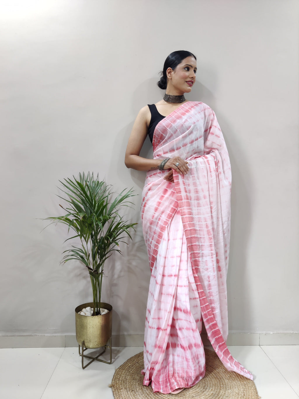 Heavy Chinon Prism Dyed Woven Ready-to-Wear Saree with Blouse