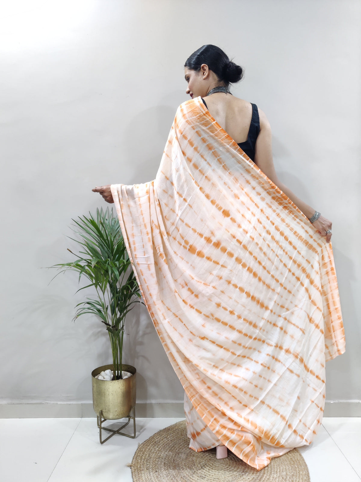 Heavy Chinon Prism Dyed Woven Ready-to-Wear Saree with Blouse