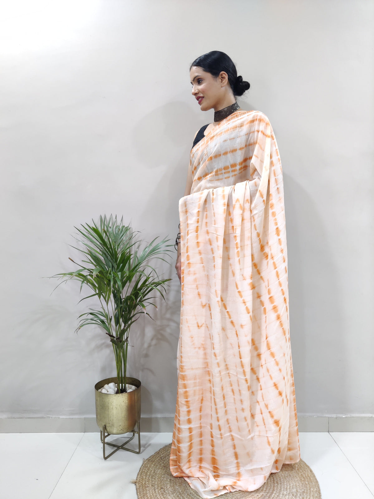 Heavy Chinon Prism Dyed Woven Ready-to-Wear Saree with Blouse