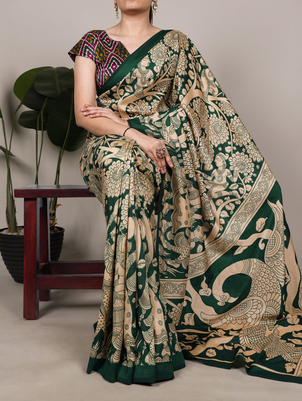 Kalamkari Printed Saree with Blouse