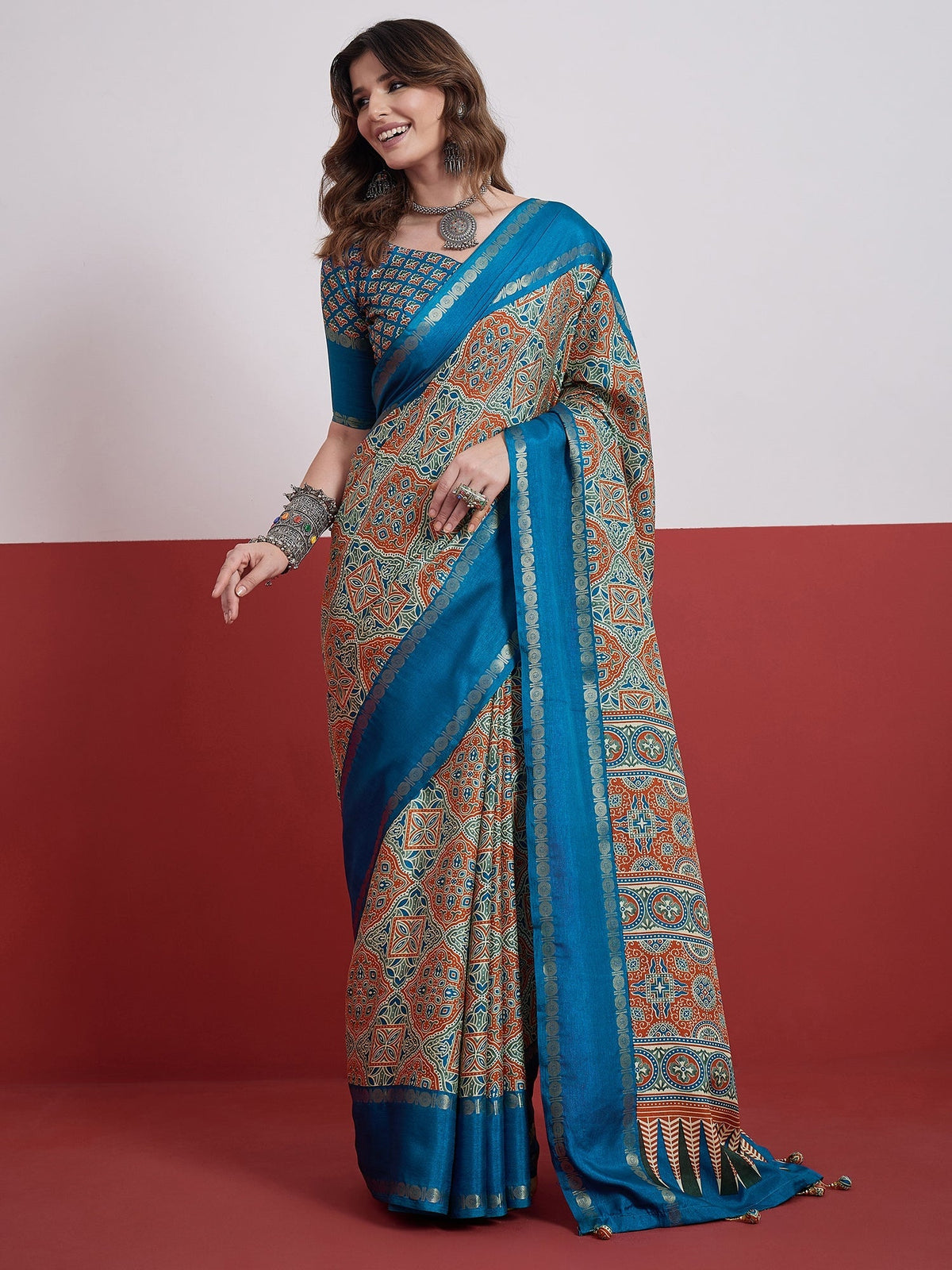 Kashmira Textured Tussar Silk Saree for Festive Wear