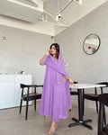 Lavender Premium Designer Party Wear Anarkali Gown, Dupatta & Bottom Set
