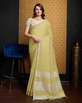 Lemon Yellow Elegant Solid Saree with Zari Border – Timeless Grace