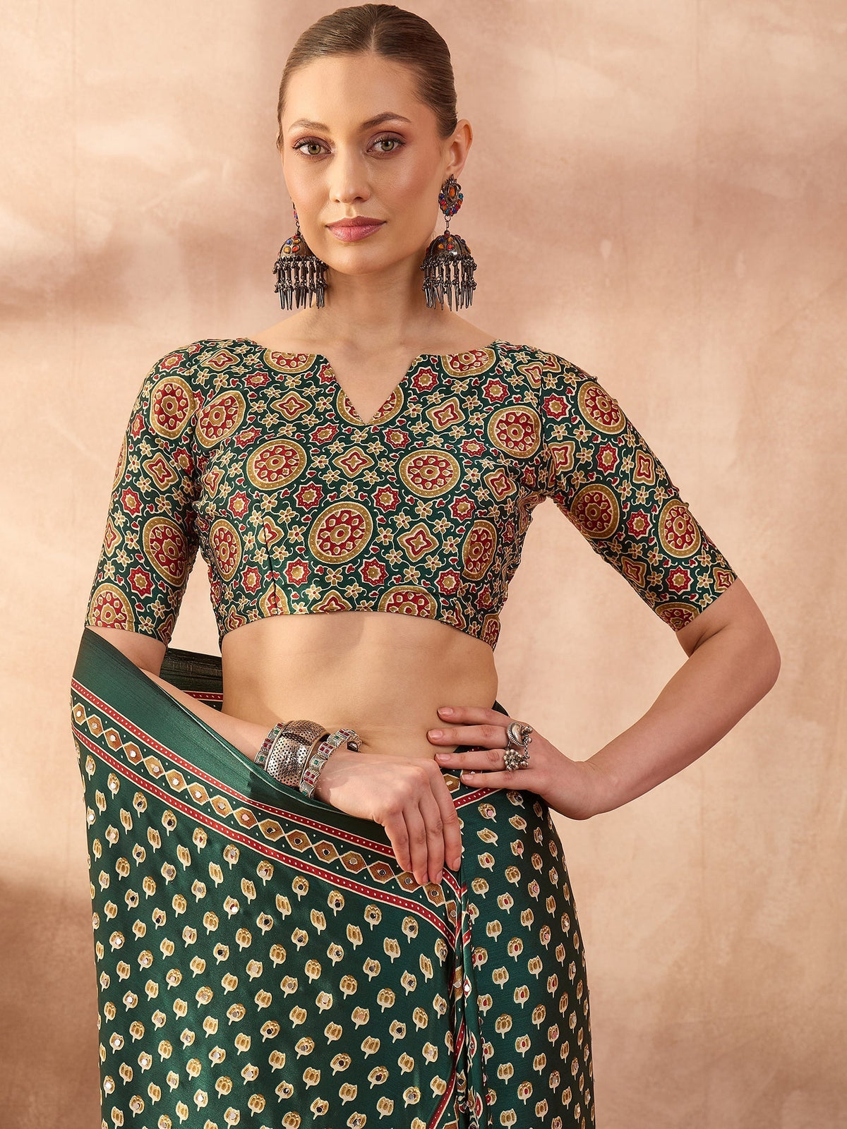 Maira Mirror Work Semi Modal Saree for Wedding & Party Wear