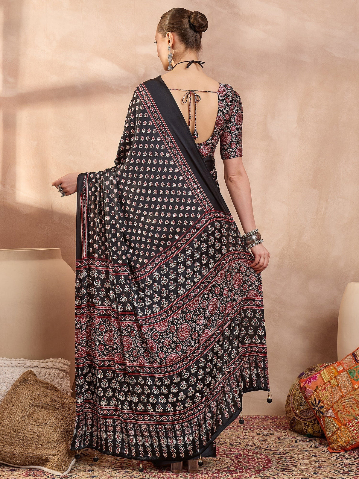Maira Mirror Work Semi Modal Saree for Wedding & Party Wear