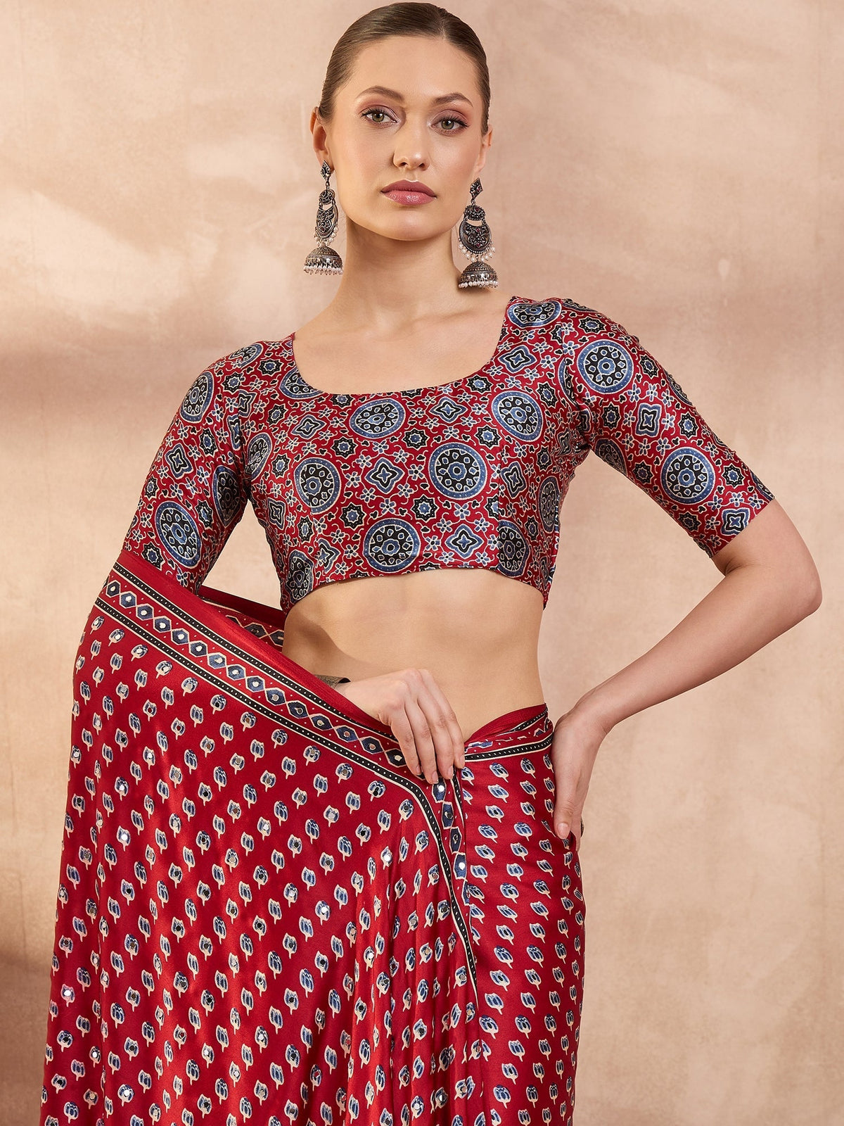 Maira Mirror Work Semi Modal Saree for Wedding & Party Wear