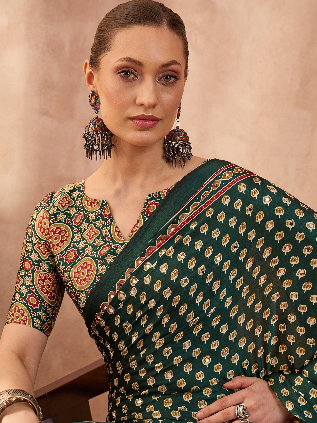Maira Mirror Work Semi Modal Saree for Wedding & Party Wear