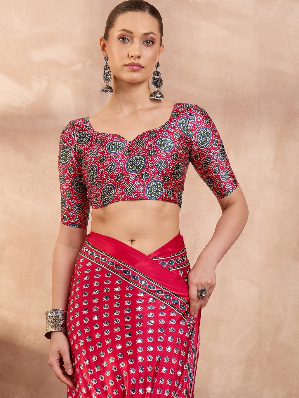 Maira Mirror Work Semi Modal Saree for Wedding & Party Wear