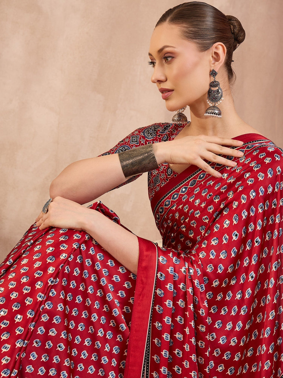 Maira Mirror Work Semi Modal Saree for Wedding & Party Wear