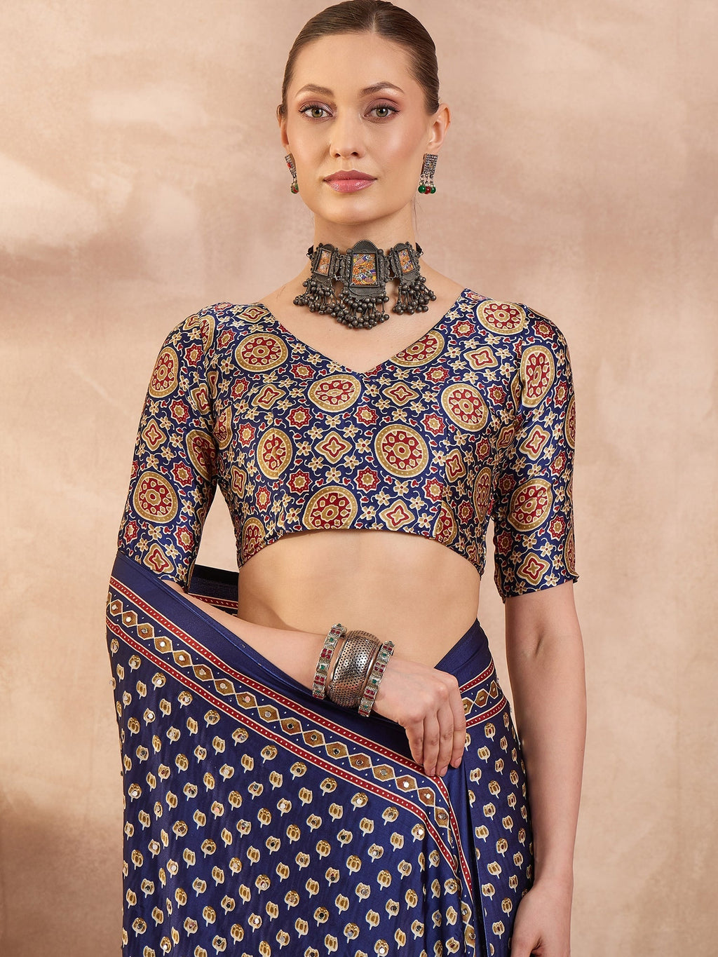 Maira Mirror Work Semi Modal Saree for Wedding & Party Wear