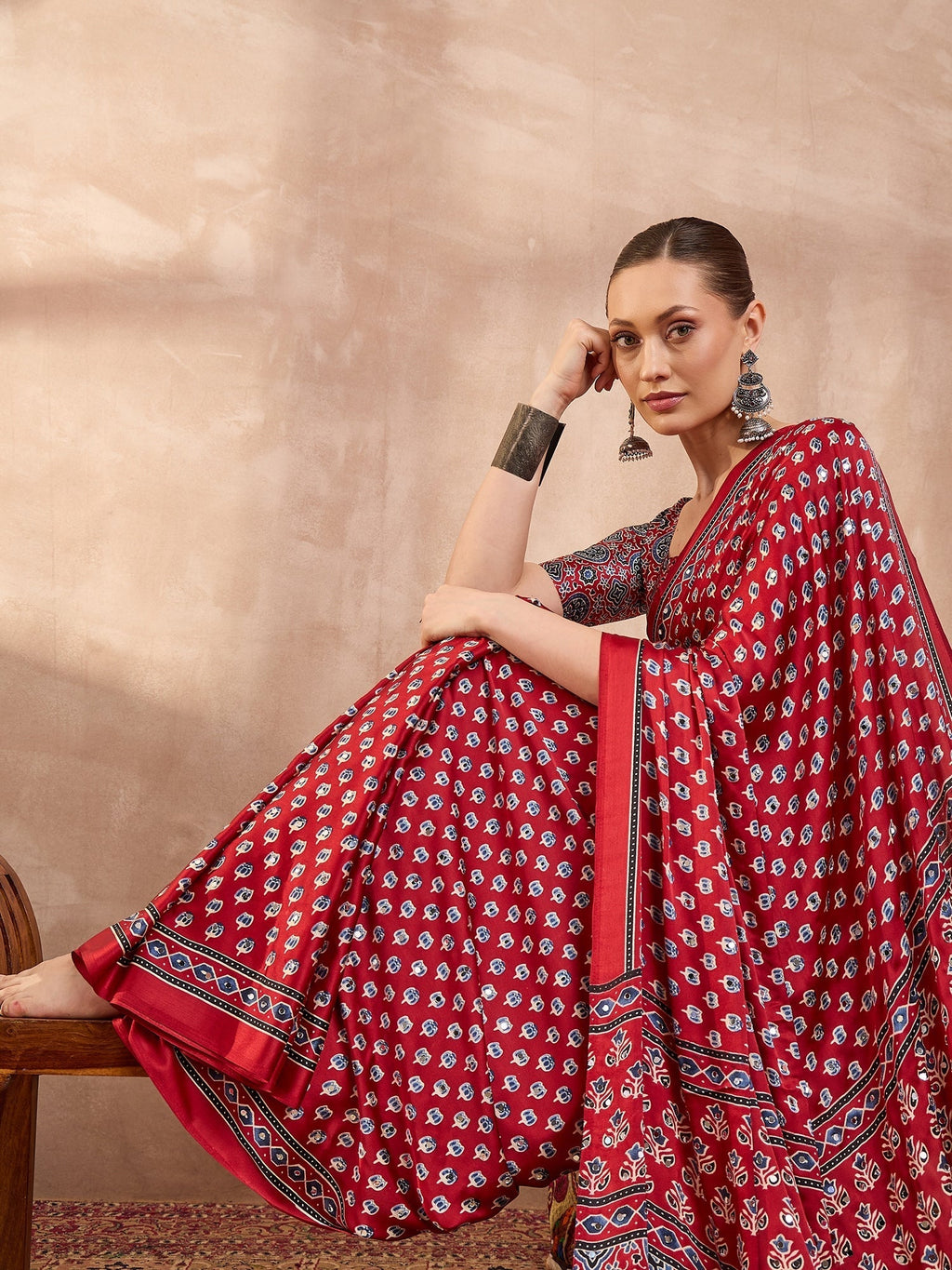 Maira Mirror Work Semi Modal Saree for Wedding & Party Wear
