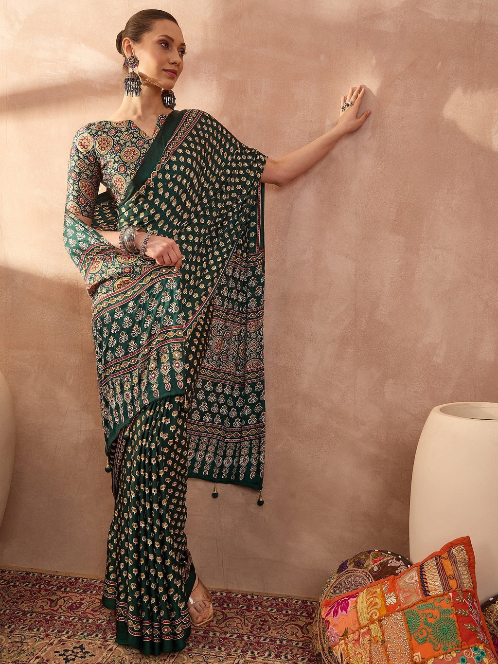 Maira Mirror Work Semi Modal Saree for Wedding & Party Wear
