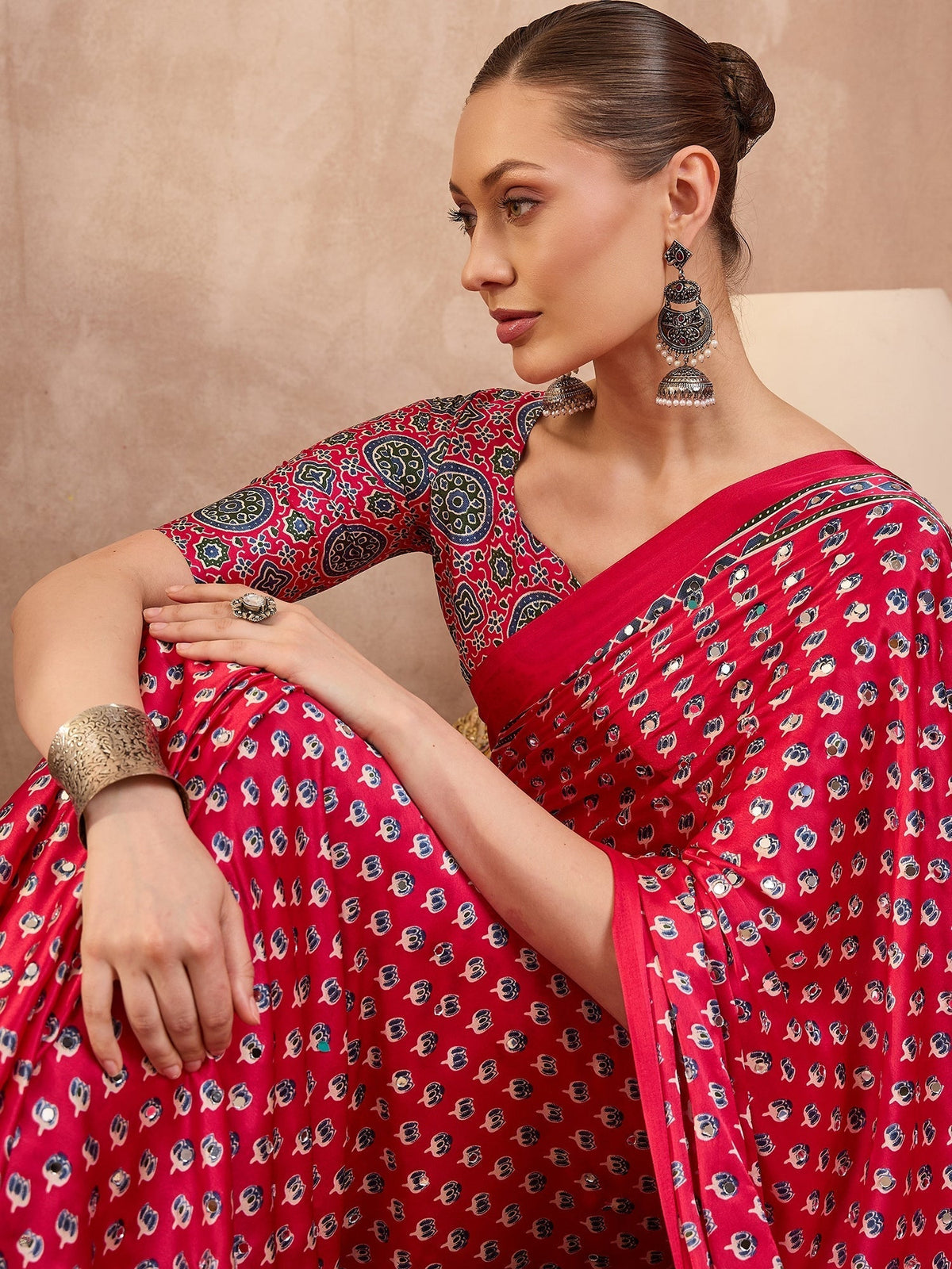 Maira Mirror Work Semi Modal Saree for Wedding & Party Wear