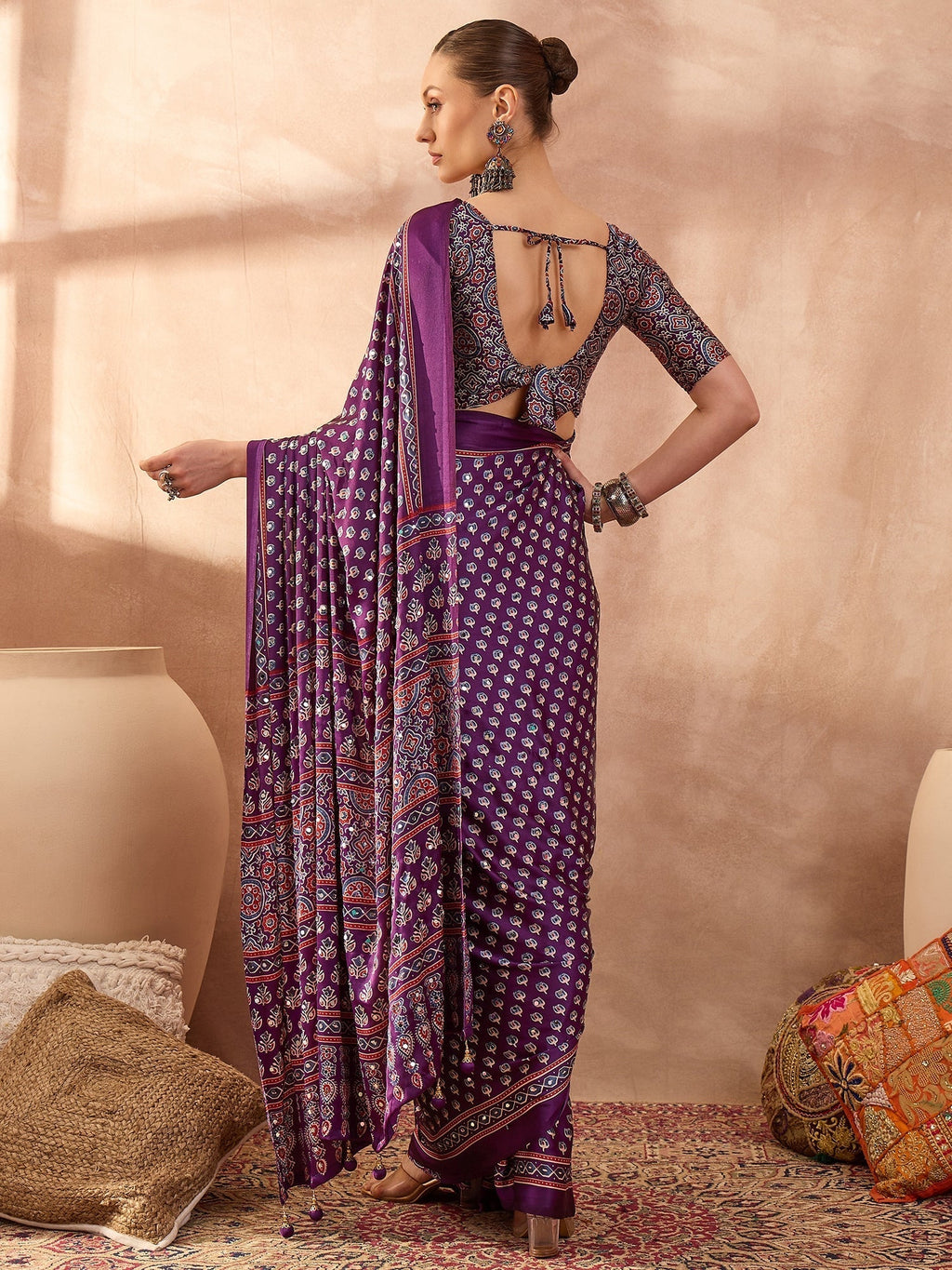 Maira Mirror Work Semi Modal Saree for Wedding & Party Wear