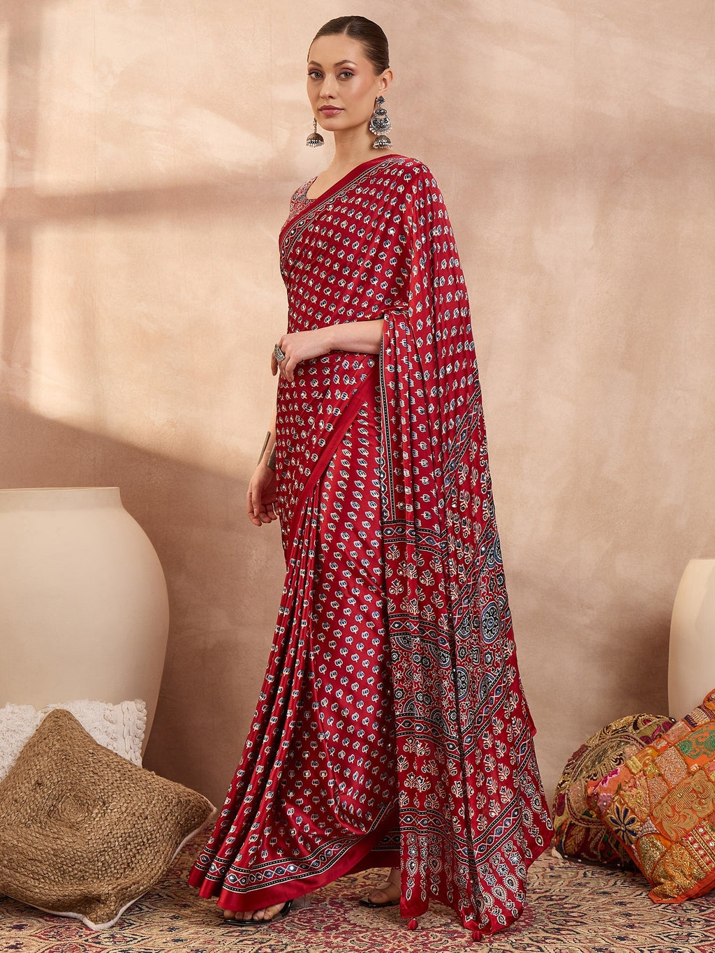 Maira Mirror Work Semi Modal Saree for Wedding & Party Wear