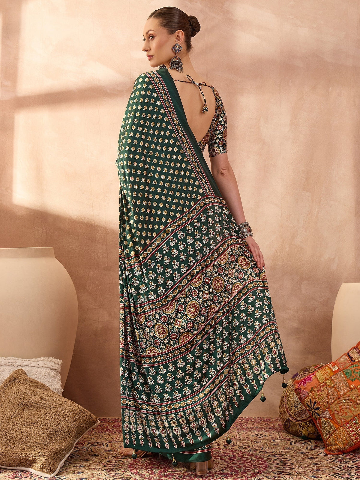 Maira Mirror Work Semi Modal Saree for Wedding & Party Wear