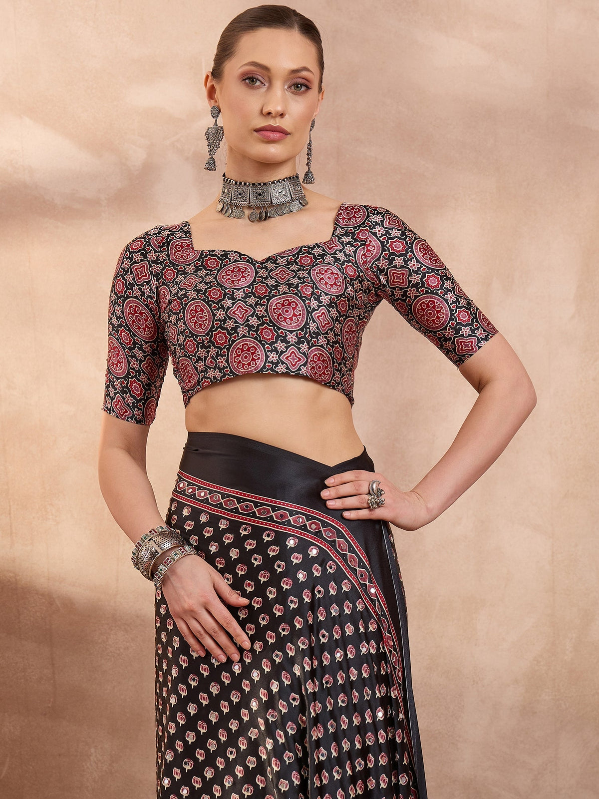 Maira Mirror Work Semi Modal Saree for Wedding & Party Wear