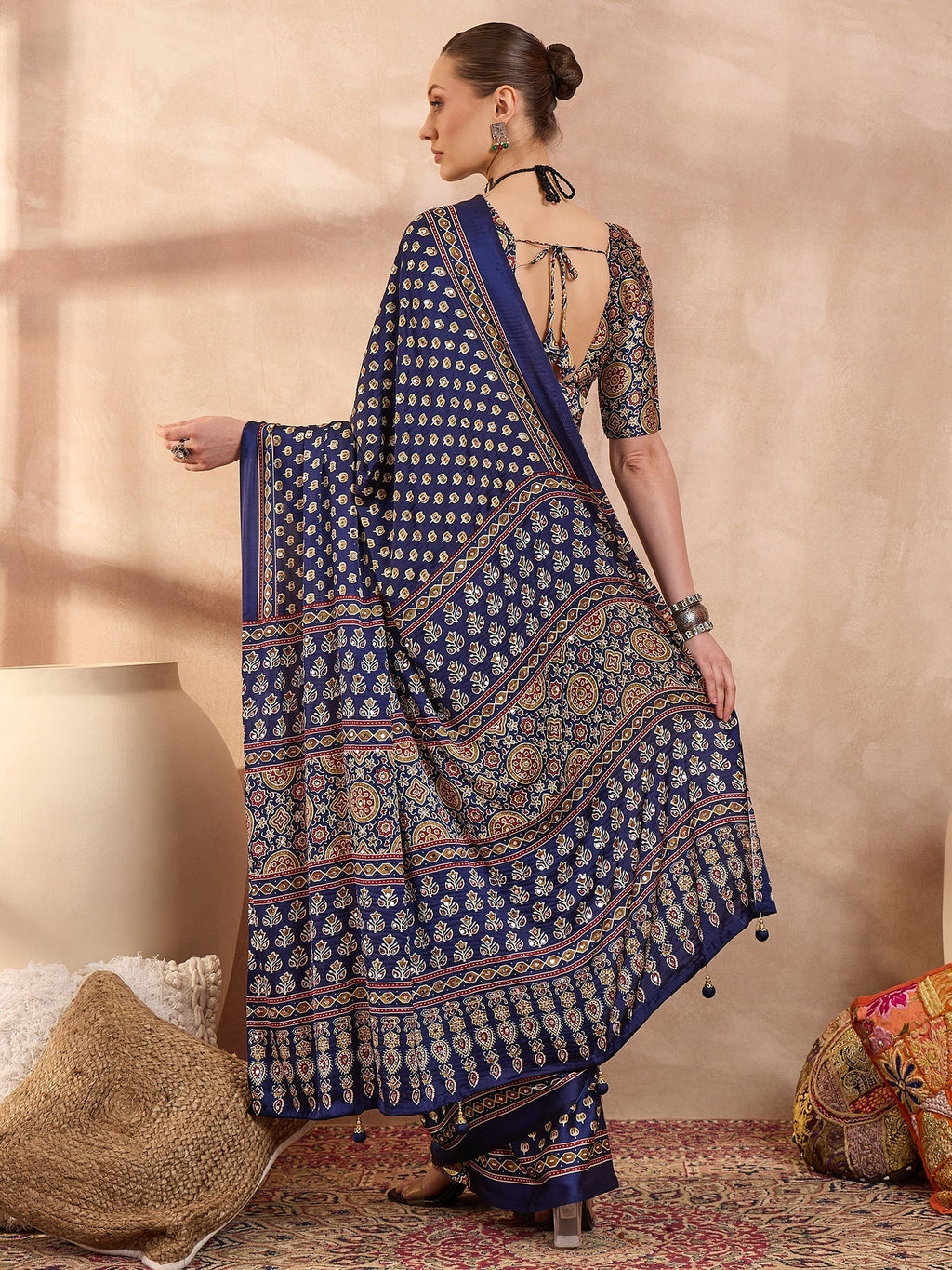 Maira Mirror Work Semi Modal Saree for Wedding & Party Wear