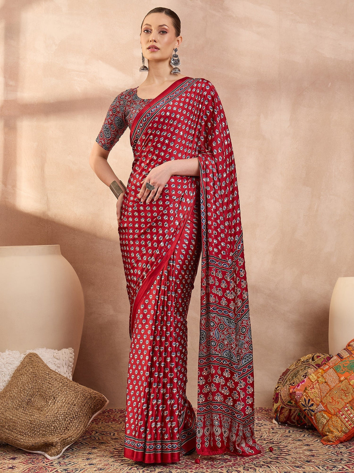 Maira Mirror Work Semi Modal Saree for Wedding & Party Wear